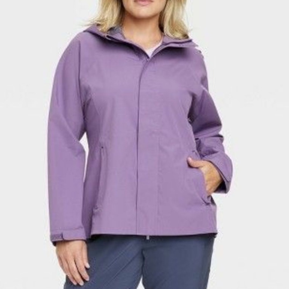 All in Motion Purple Waterproof Shell Anorak Jacket Raincoat